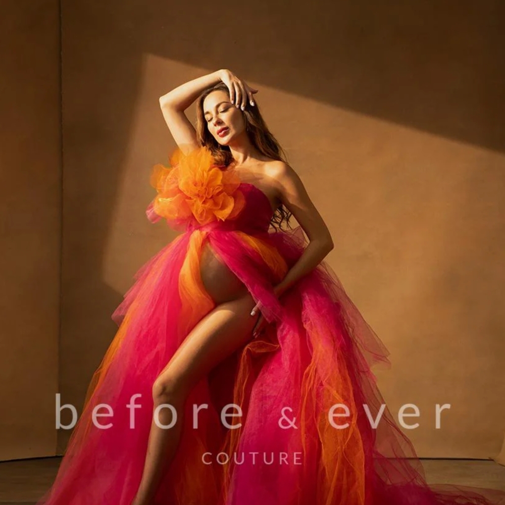 Before & Ever Couture Pink and Orange Gown